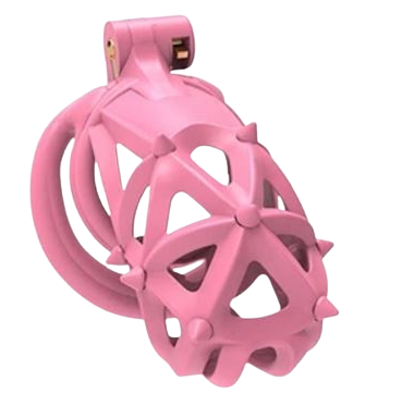 Cage de chasteté plastique rose avec piques